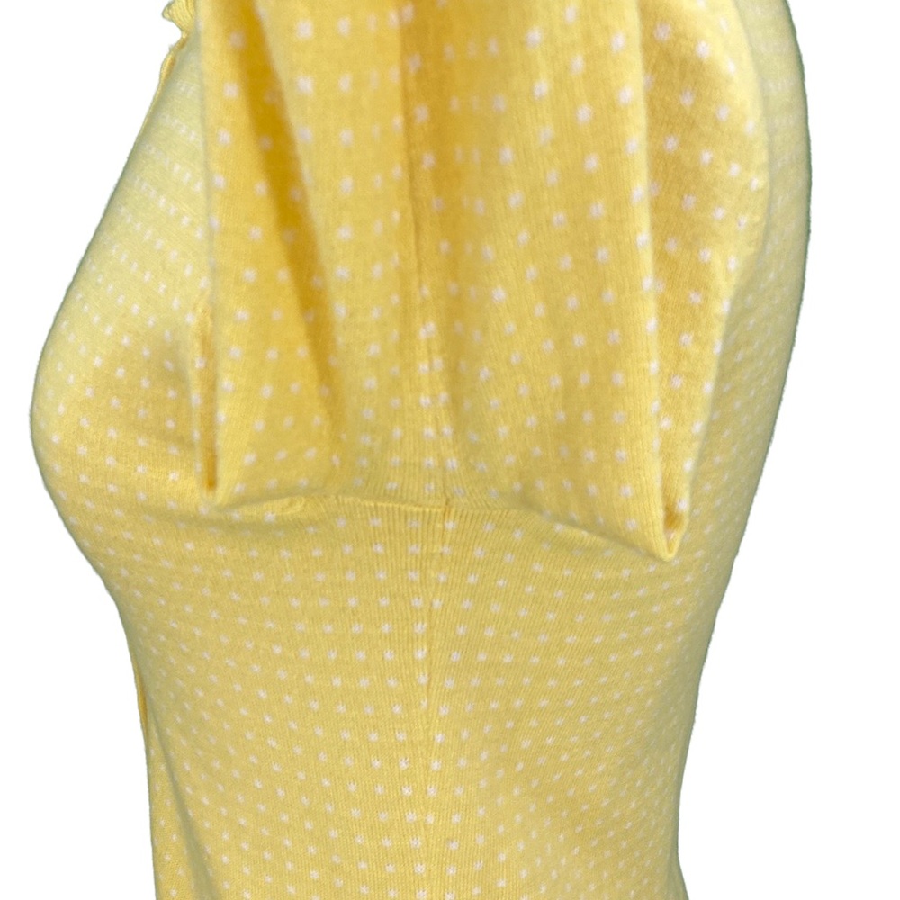 Banana Republic Factory Lemon Yellow Polka Dot Angora Hair Knit Cardigan - Picture 12 of 15